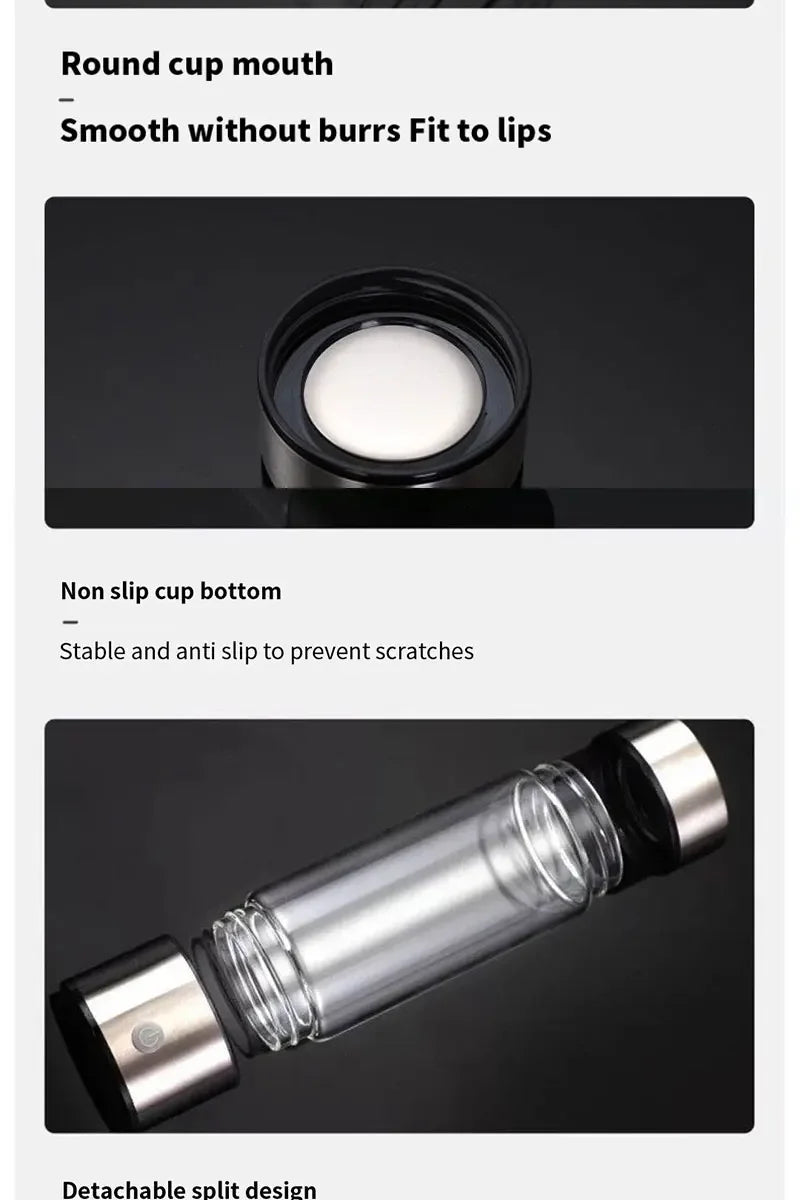 Hydrogen-Rich Water Cup Portable Hydrogen Water Generator Alkaline Maker Rechargeable Water Ionizer Bottle Super Antioxidan Cup